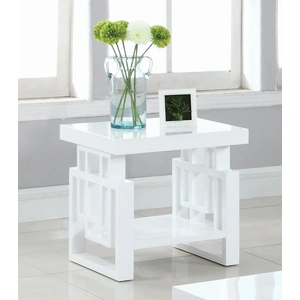 Coaster Schmitt Rectangular End Table, White High Gloss