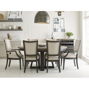 Kincaid Plank Road Button Round Wood Extendable Dining Room Set