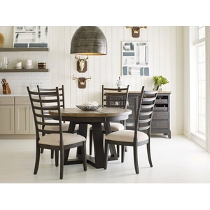 Kincaid Plank Road Button Round Wood Extendable Dining Room Set
