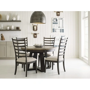 Kincaid Plank Road Button Round Wood Extendable Dining Room Set