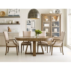 Kincaid Plank Road Button Round Wood Extendable Dining Room Set
