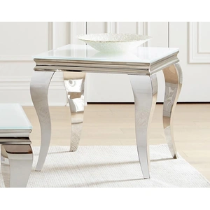 Coaster Luna Glass Top Square End Table, White/Chrome
