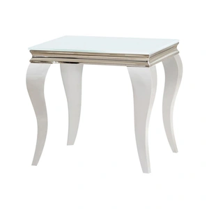 Coaster Luna Glass Top Square End Table, White/Chrome