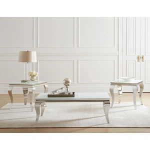 Coaster Luna Glass Top Square End Table, White/Chrome