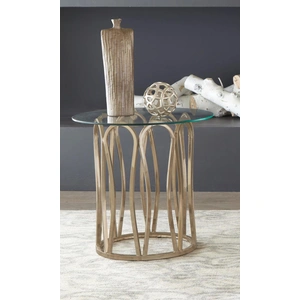 Coaster Monett Glass Round Top End Table, Clear/Chocolate Chrome