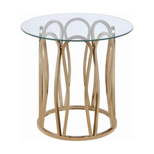 Coaster Monett Glass Round Top End Table, Clear/Chocolate Chrome