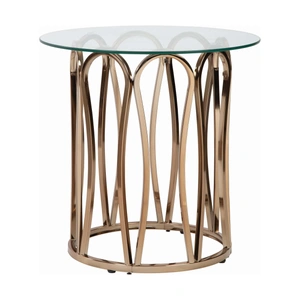 Coaster Monett Glass Round Top End Table, Clear/Chocolate Chrome