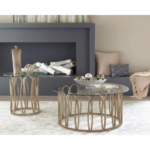 Coaster Monett Glass Round Coffee Table, Clear/Chocolate Chrome