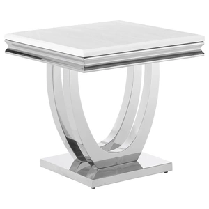 Coaster Kerwin Square End Table with Chrome U-base, White/Chrome