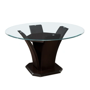 Homelegance Daisy Round Wood/Glass Dining Room Set, Espresso