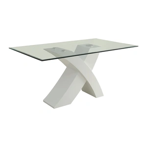 ACME Pervis Glass/High Gloss Rectangular Dining Table, Clear/White