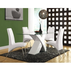 ACME Pervis Glass/High Gloss Rectangular Dining Table, Clear/White