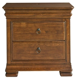 Universal Furniture New Lou Wood Nightstand w/2 Drawers, Cognac