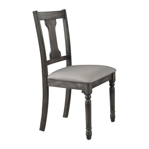 ACME Wallace Fabric/Wood Dining Chair, Tan/Weathered Gray (Set of 2)