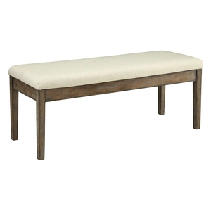 ACME Claudia Fabric/Wood Bench, Beige/Salvage Brown