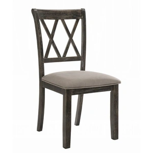 ACME Claudia II Fabric/Wood Dining Chair, Weathered Gray (Set of 2)