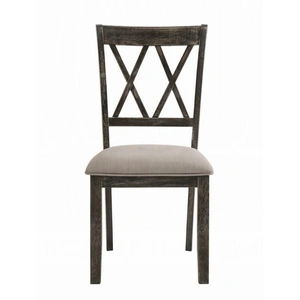 ACME Claudia II Fabric/Wood Dining Chair, Weathered Gray (Set of 2)