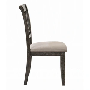 ACME Claudia II Fabric/Wood Dining Chair, Weathered Gray (Set of 2)