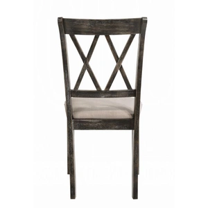 ACME Claudia II Fabric/Wood Dining Chair, Weathered Gray (Set of 2)