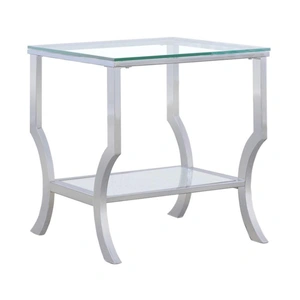 Coaster Saide Square End Table with Mirrored Shelf, Clear/Chrome