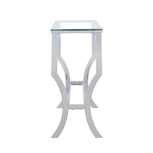 Coaster Saide Glass Rectangular Sofa Table with Mirrored Shelf, Chrome
