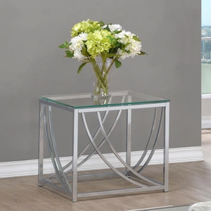 Coaster Lille Glass Top Square End Table with Chrome Base