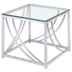 Coaster Lille Glass Top Square End Table with Chrome Base