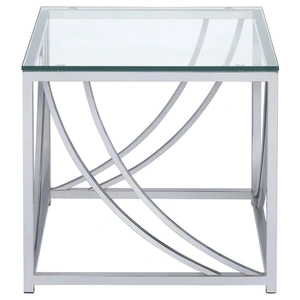 Coaster Lille Glass Top Square End Table with Chrome Base