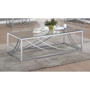 Coaster Lille Glass Top Rectangular Coffee Table, Clear/Chrome