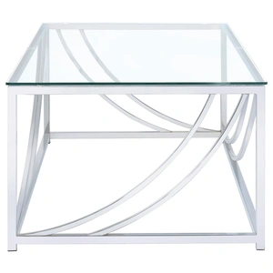 Coaster Lille Glass Top Rectangular Coffee Table, Clear/Chrome