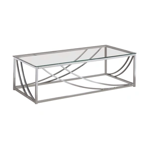 Coaster Lille Glass Top Rectangular Coffee Table, Clear/Chrome