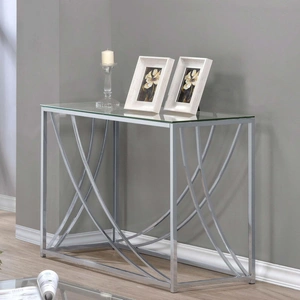 Coaster Lille Glass Top Rectangular Sofa Table, Chrome