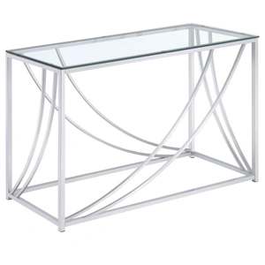 Coaster Lille Glass Top Rectangular Sofa Table, Chrome