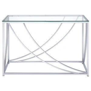 Coaster Lille Glass Top Rectangular Sofa Table, Chrome