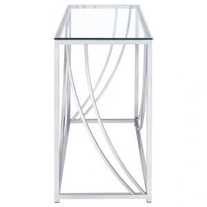 Coaster Lille Glass Top Rectangular Sofa Table, Chrome