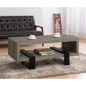 Coaster Dinard Wood Veneer Rectangular Coffee Table with Shelf, Grey Driftwood/Black