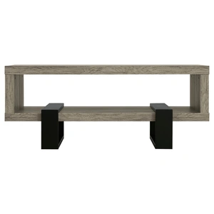 Coaster Dinard Wood Veneer Rectangular Coffee Table with Shelf, Grey Driftwood/Black