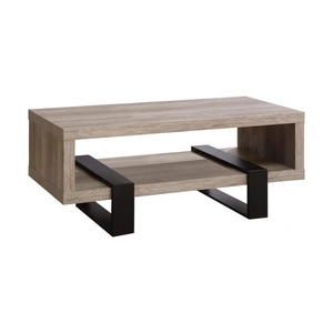 Coaster Dinard Wood Veneer Rectangular Coffee Table with Shelf, Grey Driftwood/Black