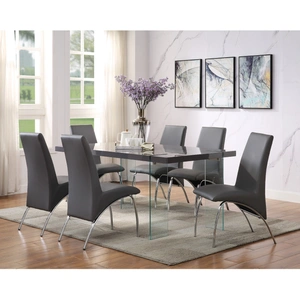 ACME Noland High Gloss/Glass Dining Table, Gray/Clear