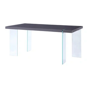 ACME Noland High Gloss/Glass Dining Table, Gray/Clear