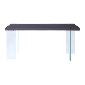 ACME Noland High Gloss/Glass Dining Table, Gray/Clear