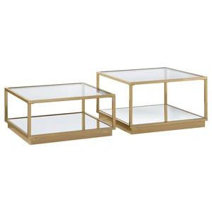 Coaster Renee Glass/Mirror 2-piece Square Occasional Set, Rose Brass