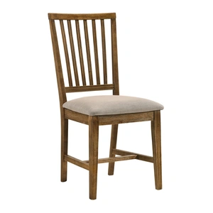 ACME Wallace II Fabric/Wood Dining Chair, Tan/Weathered Oak (Set of 2)