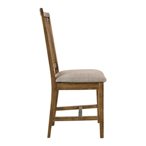 ACME Wallace II Fabric/Wood Dining Chair, Tan/Weathered Oak (Set of 2)