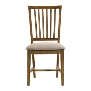 ACME Wallace II Fabric/Wood Dining Chair, Tan/Weathered Oak (Set of 2)
