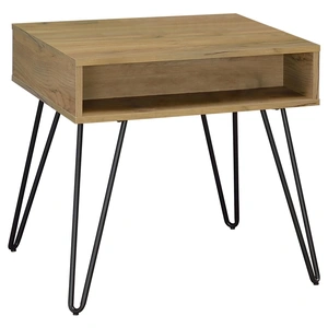Coaster Fanning Square End Table with Open Compartment in Golden Oak/Black