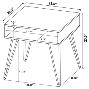 Coaster Fanning Square End Table with Open Compartment in Golden Oak/Black