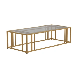 Coaster Adri Glass/Metal Coffee Table, Clear/Matte Brass