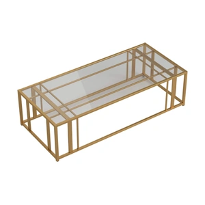 Coaster Adri Glass/Metal Coffee Table, Clear/Matte Brass