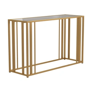 Coaster Adri Glass/Metal Sofa Table, Clear/Matte Brass